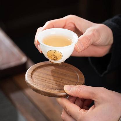 Coasters for Drinks Coffee Table Walnut Drink Coasters Set 6 PCS Wood Cup Coasters 3.5 Inch Non-Slip Round Wooden Coffee Mats with Holder for Bar Party Kemu |Fashion Home Kitchen Beauty