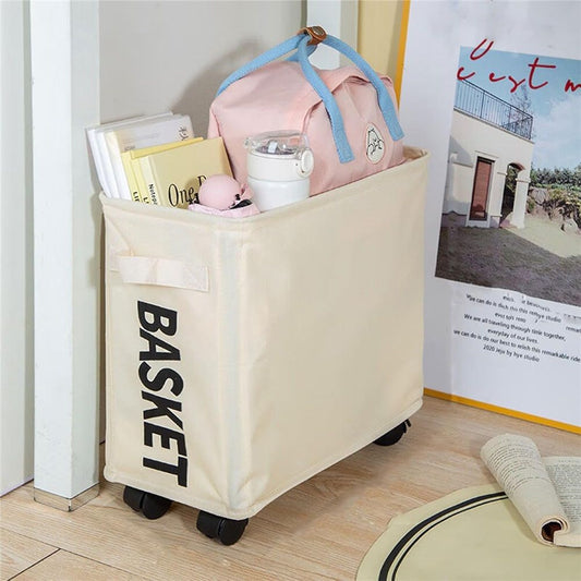 Enlarged Slim Laundry Basket Wash Bag on Wheels, Collapsible Rolling Laundry Hamper, Foldable Narrow Corner Clothes Storage Bins (white) Kemu |Fashion Home Kitchen Beauty
