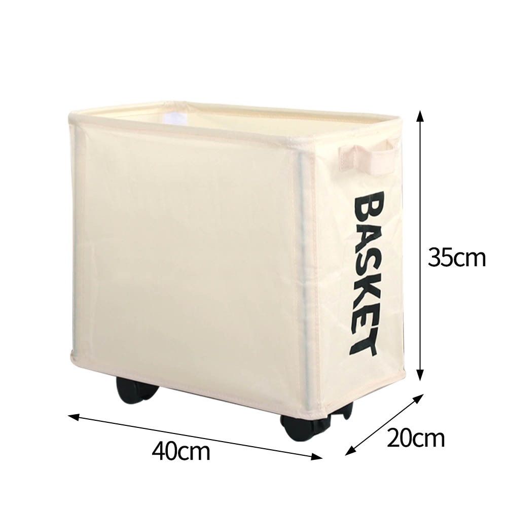 Enlarged Slim Laundry Basket Wash Bag on Wheels, Collapsible Rolling Laundry Hamper, Foldable Narrow Corner Clothes Storage Bins (white)