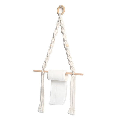 2 pack Paper Towel Holder - Paper Towel Hanging for Kitchen Bathroom, Kitchen, Washroom, Hand -Woven Home Decor Wall Hanging Shelf