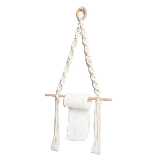 2 pack Paper Towel Holder - Paper Towel Hanging for Kitchen Bathroom, Kitchen, Washroom, Hand -Woven Home Decor Wall Hanging Shelf