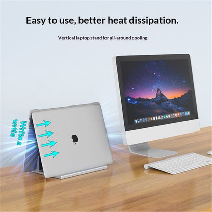 New Vertical aluminum alloy Laptop Stand, Adjustable 2 Slot Aluminum Desktop Holde, Fits Gaming Laptops (Silver)