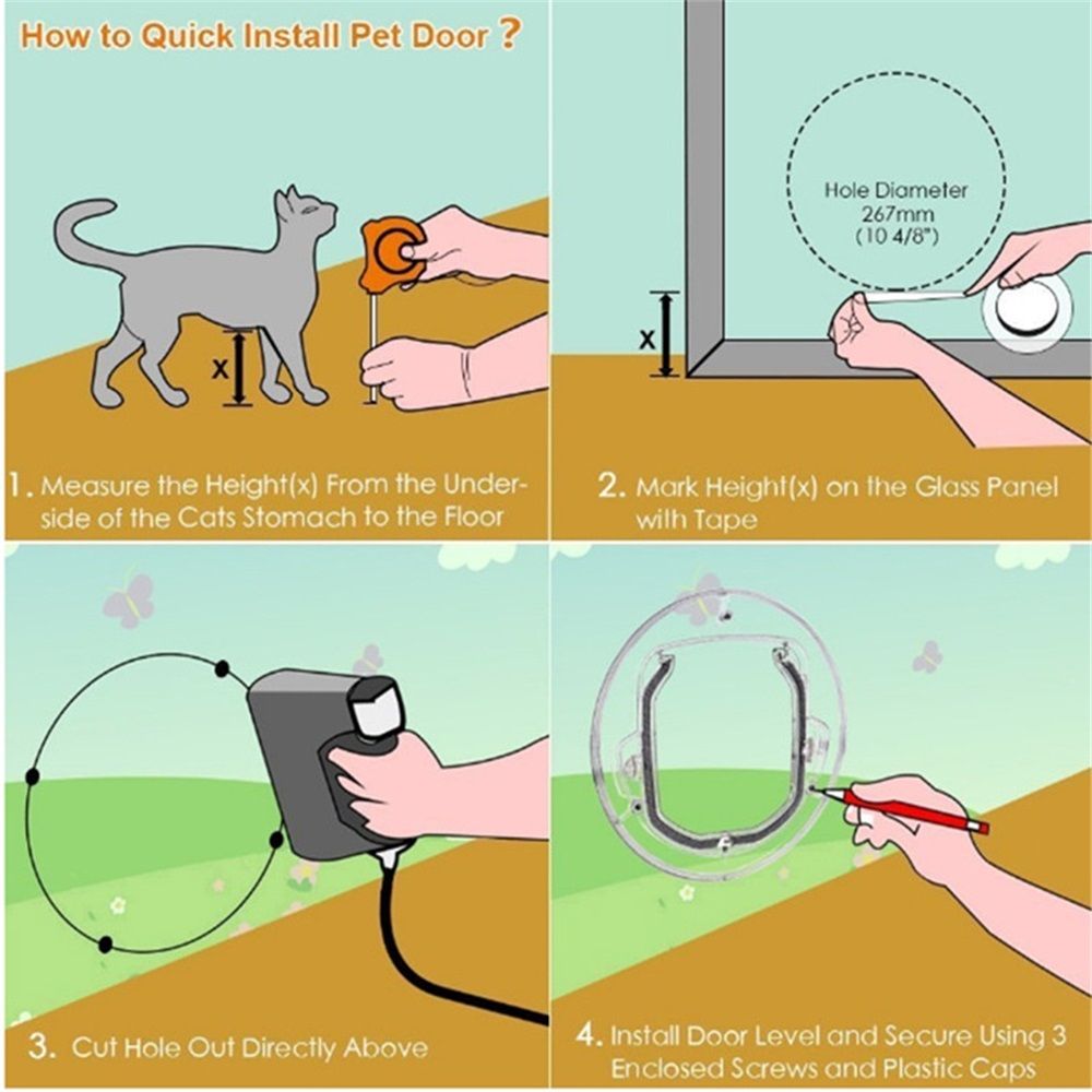 Ultra Clear Pet, Cat and Dog Door with Locks for Screens, Glass Doors and Windows up to Small, transparent Kemu |Fashion Home Kitchen Beauty