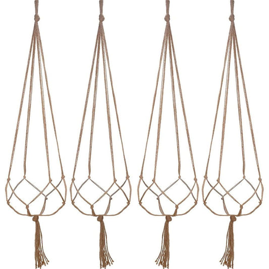 4 pack Hemp Rope Plant Hanger Hanging Planter 47.2 Inch for Plant Pot, Without Pot and Plant (Light Brown-Hemp) Kemu |Fashion Home Kitchen Beauty