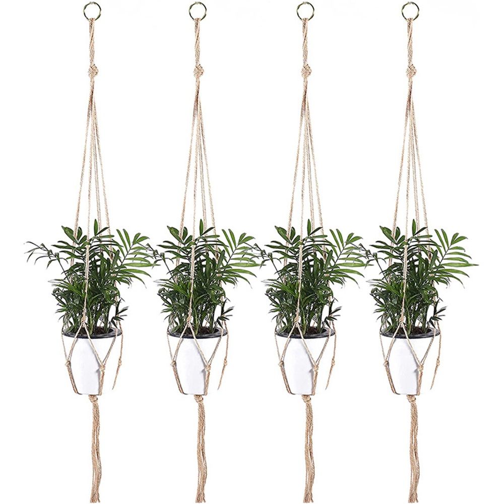 4 pack Hemp Rope Plant Hanger Hanging Planter 47.2 Inch for Plant Pot, Without Pot and Plant (Light Brown-Hemp) Kemu |Fashion Home Kitchen Beauty