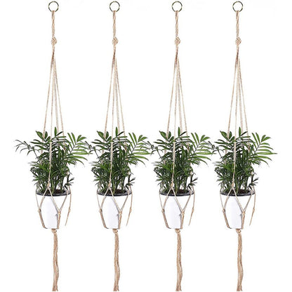 4 pack Hemp Rope Plant Hanger Hanging Planter 47.2 Inch for Plant Pot, Without Pot and Plant (Light Brown-Hemp) Kemu |Fashion Home Kitchen Beauty