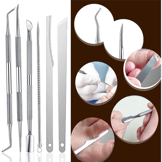 2 set Toenail Pedicure Tool Kit 7pcs Nail Manicure Kit Stainless Steel Nail Care Treatment for Nail Correction Polish Pain Relief true color 7 Piece Set Kemu |Fashion Home Kitchen Beauty
