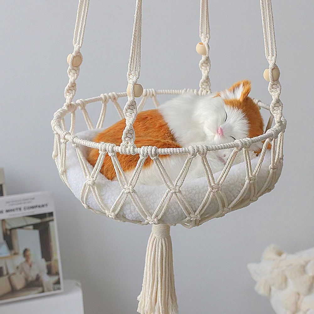 Cat Hammock Bed,Handwoven Hanging Cat Bed with Hanging Kit for Indoor Outdoor Home Decor Ceiling Catio Swing for Playing Sleeping Climbing and Lounging(30*100cm) Kemu |Fashion Home Kitchen Beauty