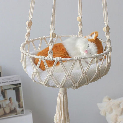 Cat Hammock Bed,Handwoven Hanging Cat Bed with Hanging Kit for Indoor Outdoor Home Decor Ceiling Catio Swing for Playing Sleeping Climbing and Lounging(30*100cm) Kemu |Fashion Home Kitchen Beauty