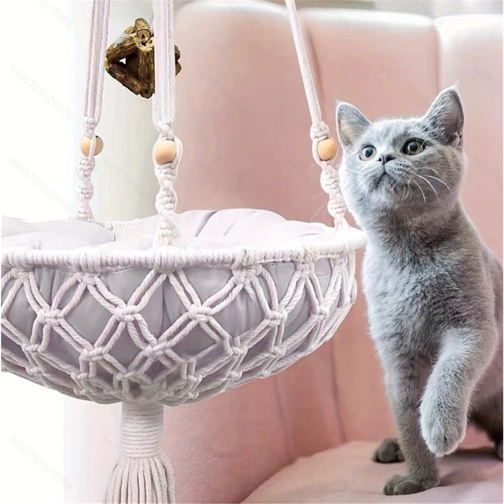 Cat Hammock Bed,Handwoven Hanging Cat Bed with Hanging Kit for Indoor Outdoor Home Decor Ceiling Catio Swing for Playing Sleeping Climbing and Lounging(30*100cm) Kemu |Fashion Home Kitchen Beauty