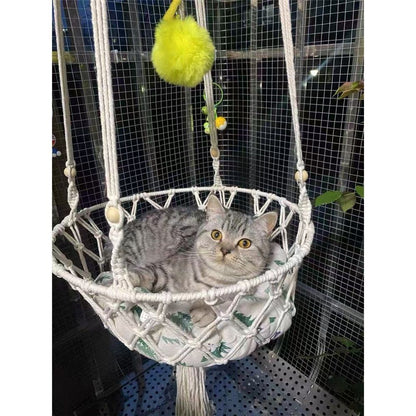Cat Hammock Bed,Handwoven Hanging Cat Bed with Hanging Kit for Indoor Outdoor Home Decor Ceiling Catio Swing for Playing Sleeping Climbing and Lounging(30*100cm) Kemu |Fashion Home Kitchen Beauty