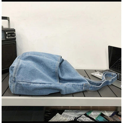 Denim Shoulder Bag Casual Tote Bag Large Handbag Jean Purse for Women,Casual Retro Aesthetic Crossbody Bag Handbag Kemu |Fashion Home Kitchen Beauty