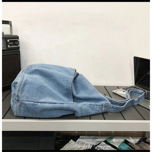 Denim Shoulder Bag Casual Tote Bag Large Handbag Jean Purse for Women,Casual Retro Aesthetic Crossbody Bag Handbag Kemu |Fashion Home Kitchen Beauty