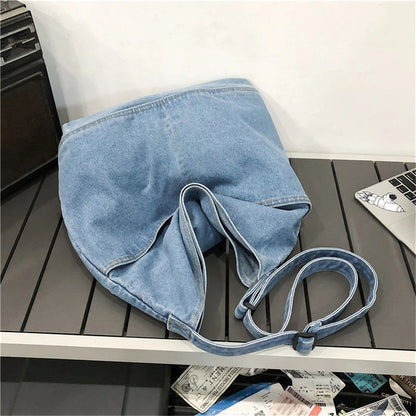 Denim Shoulder Bag Casual Tote Bag Large Handbag Jean Purse for Women,Casual Retro Aesthetic Crossbody Bag Handbag Kemu |Fashion Home Kitchen Beauty