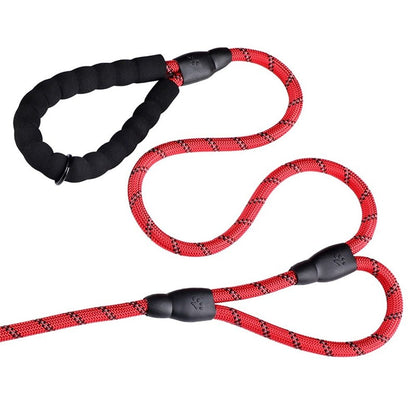 Dog Leash Heavy Duty 6ft, Double Handle Dog Leash with Padded Handle for Traffic Control, Reflective Rope Leashes for Large and Medium Dogs Night Control Safety Training (Red)