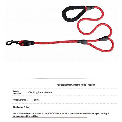 Dog Leash Heavy Duty 6ft, Double Handle Dog Leash with Padded Handle for Traffic Control, Reflective Rope Leashes for Large and Medium Dogs Night Control Safety Training (Red)