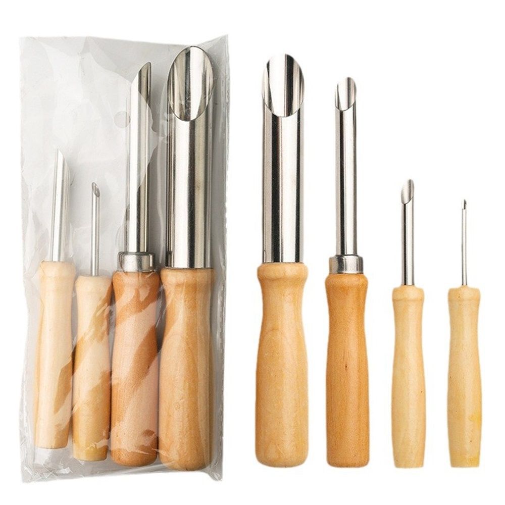 2 set Round Hole Cutter 4 PCS Stainless Steel and Wood Circle Shaping Hole Cutters for Pottery Clay Sculpture 4Sizes Kemu |Fashion Home Kitchen Beauty