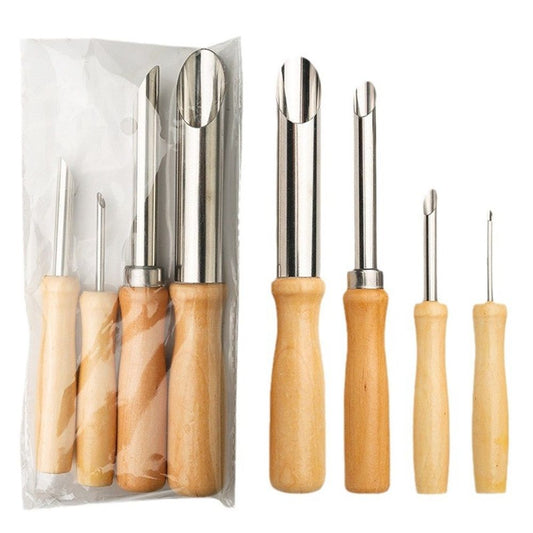 2 set Round Hole Cutter 4 PCS Stainless Steel and Wood Circle Shaping Hole Cutters for Pottery Clay Sculpture 4Sizes Kemu |Fashion Home Kitchen Beauty