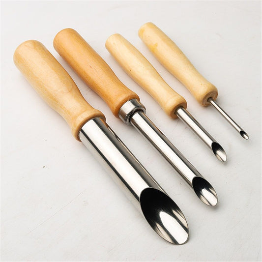 2 set Round Hole Cutter 4 PCS Stainless Steel and Wood Circle Shaping Hole Cutters for Pottery Clay Sculpture 4Sizes Kemu |Fashion Home Kitchen Beauty