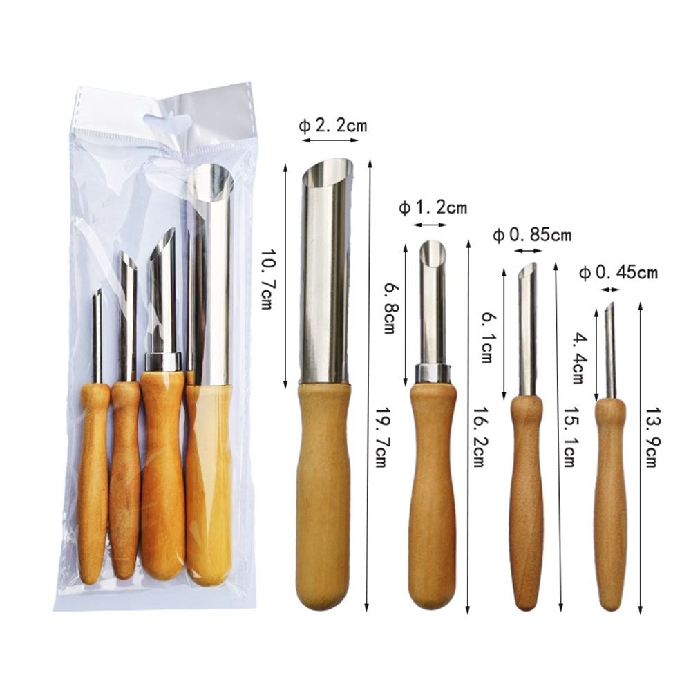 2 set Round Hole Cutter 4 PCS Stainless Steel and Wood Circle Shaping Hole Cutters for Pottery Clay Sculpture 4Sizes Kemu |Fashion Home Kitchen Beauty