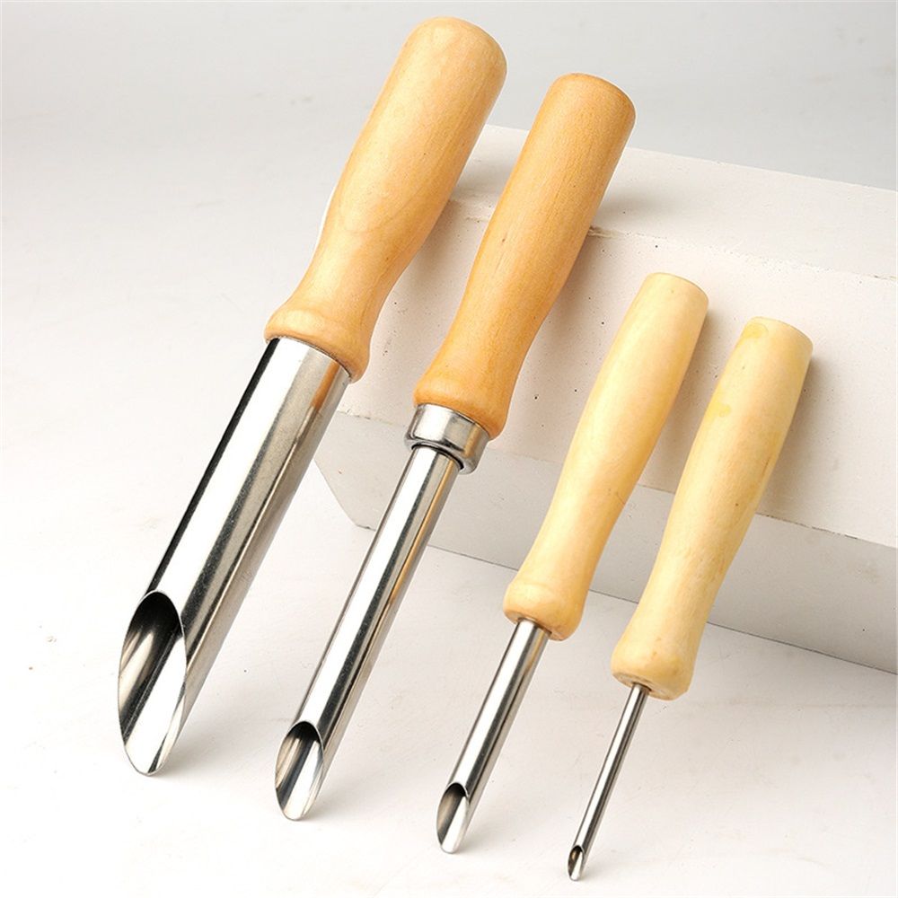 2 set Round Hole Cutter 4 PCS Stainless Steel and Wood Circle Shaping Hole Cutters for Pottery Clay Sculpture 4Sizes Kemu |Fashion Home Kitchen Beauty