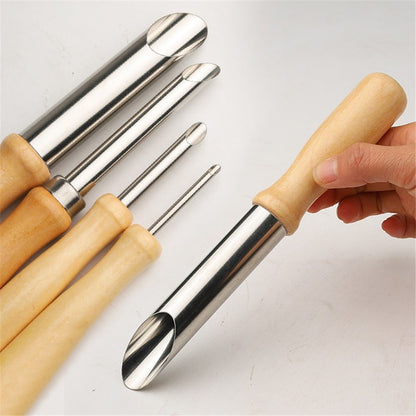 2 set Round Hole Cutter 4 PCS Stainless Steel and Wood Circle Shaping Hole Cutters for Pottery Clay Sculpture 4Sizes Kemu |Fashion Home Kitchen Beauty