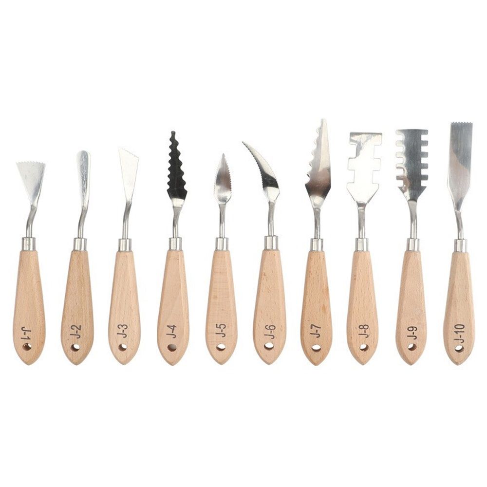 Paint Knife Set - 10pcs Stainless Steel Spatula Palette Knife Painting Tools Knives Wood Handle with Different Shapes and Sizes for Oil Painting, Acrylic Mixing Kemu |Fashion Home Kitchen Beauty