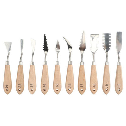 Paint Knife Set - 10pcs Stainless Steel Spatula Palette Knife Painting Tools Knives Wood Handle with Different Shapes and Sizes for Oil Painting, Acrylic Mixing Kemu |Fashion Home Kitchen Beauty
