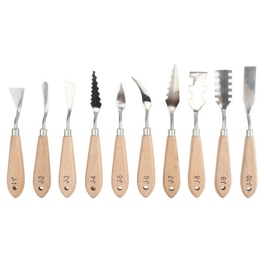 Paint Knife Set - 10pcs Stainless Steel Spatula Palette Knife Painting Tools Knives Wood Handle with Different Shapes and Sizes for Oil Painting, Acrylic Mixing Kemu |Fashion Home Kitchen Beauty