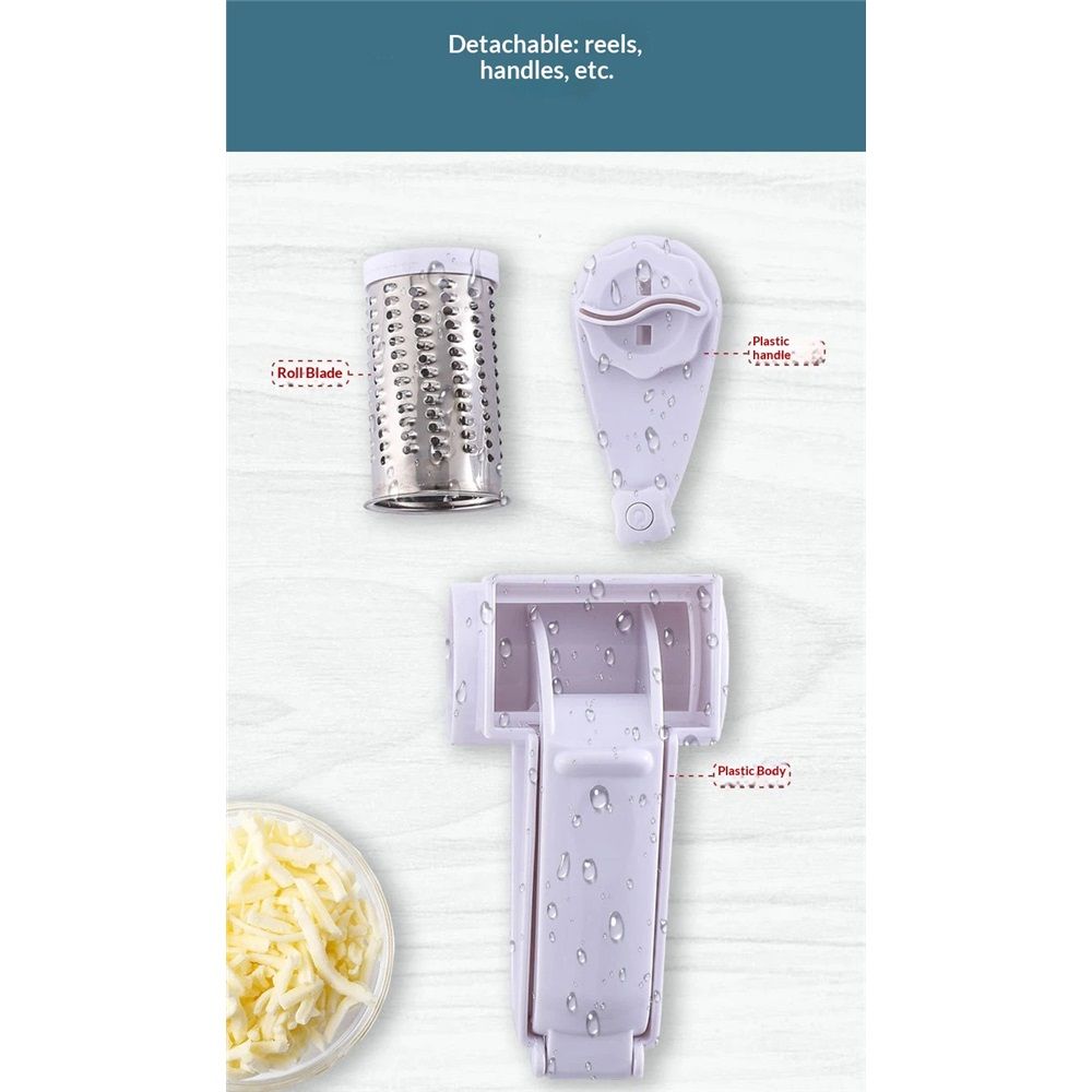 Rotary Cheese Grater with 3 Stainless Steel Drums – Manual Hand Crank Grater for Parmesan, Hard Cheese, Chocolate, Nuts – Durable Handheld Kitchen Tool (White) Kemu |Fashion Home Kitchen Beauty