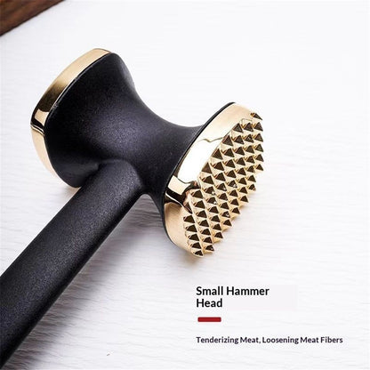 2 pack Meat Tenderizer Tool, Double Side Meat Hammer Tenderizer With Comfort-Grip Handle Heavy Duty Manual Hammer Mallet Tool for Steak Chicken and Pork(Black+golden) Kemu |Fashion Home Kitchen Beauty