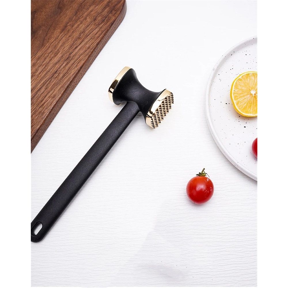 2 pack Meat Tenderizer Tool, Double Side Meat Hammer Tenderizer With Comfort-Grip Handle Heavy Duty Manual Hammer Mallet Tool for Steak Chicken and Pork(Black+golden) Kemu |Fashion Home Kitchen Beauty