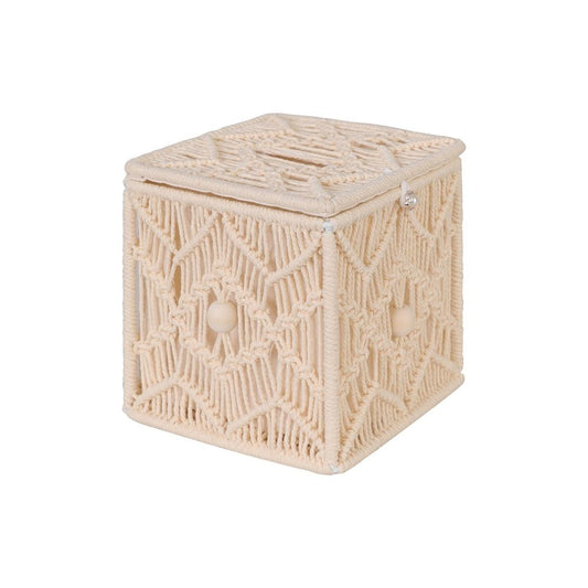 Tissue Box Cover Square Open-Bottom Tissue Box Holder Boho Decor Tissue Organizer Bohemian Handmade Woven Tissue Cube Box for Bathroom Bedroom Dresser Living Room Office Dorm, beige Kemu |Fashion Home Kitchen Beauty
