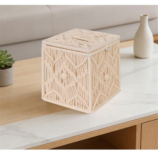 Tissue Box Cover Square Open-Bottom Tissue Box Holder Boho Decor Tissue Organizer Bohemian Handmade Woven Tissue Cube Box for Bathroom Bedroom Dresser Living Room Office Dorm, beige Kemu |Fashion Home Kitchen Beauty