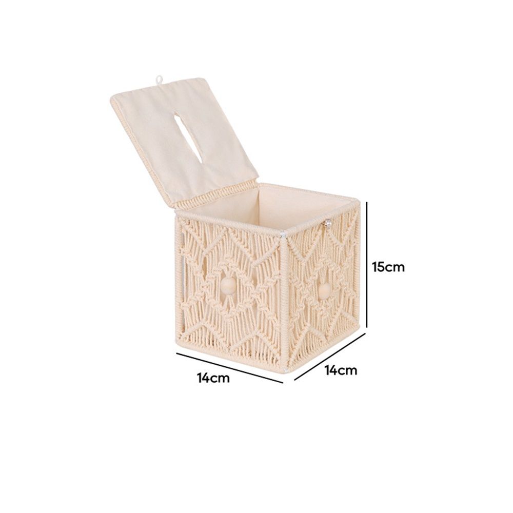 Tissue Box Cover Square Open-Bottom Tissue Box Holder Boho Decor Tissue Organizer Bohemian Handmade Woven Tissue Cube Box for Bathroom Bedroom Dresser Living Room Office Dorm, beige Kemu |Fashion Home Kitchen Beauty