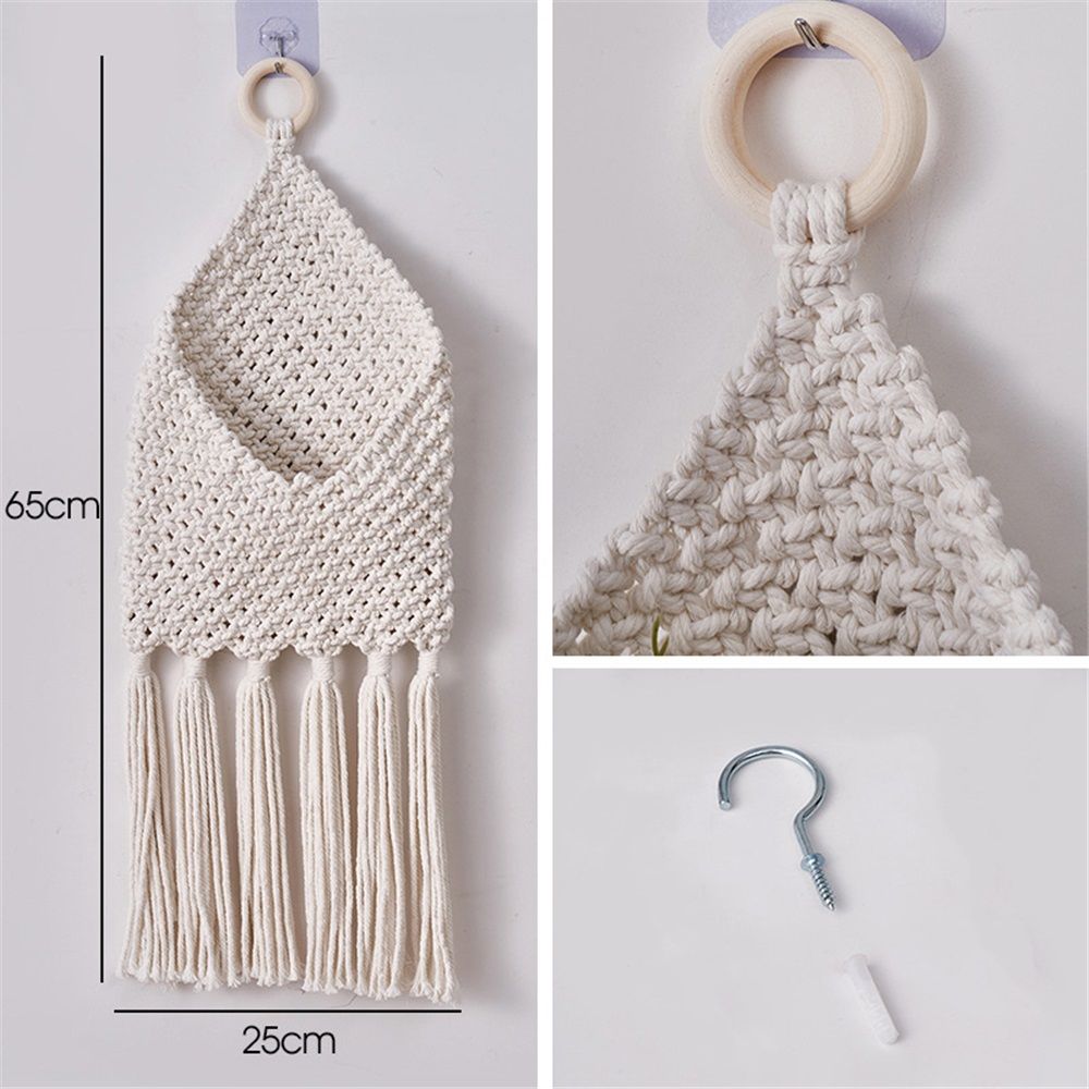 Wall Hanging Basket Decor - Boho Wall Basket Decor - Large Wall Art - Mail Organizer Wall Mount - Key And Letter Holder For Wall - White Kemu |Fashion Home Kitchen Beauty