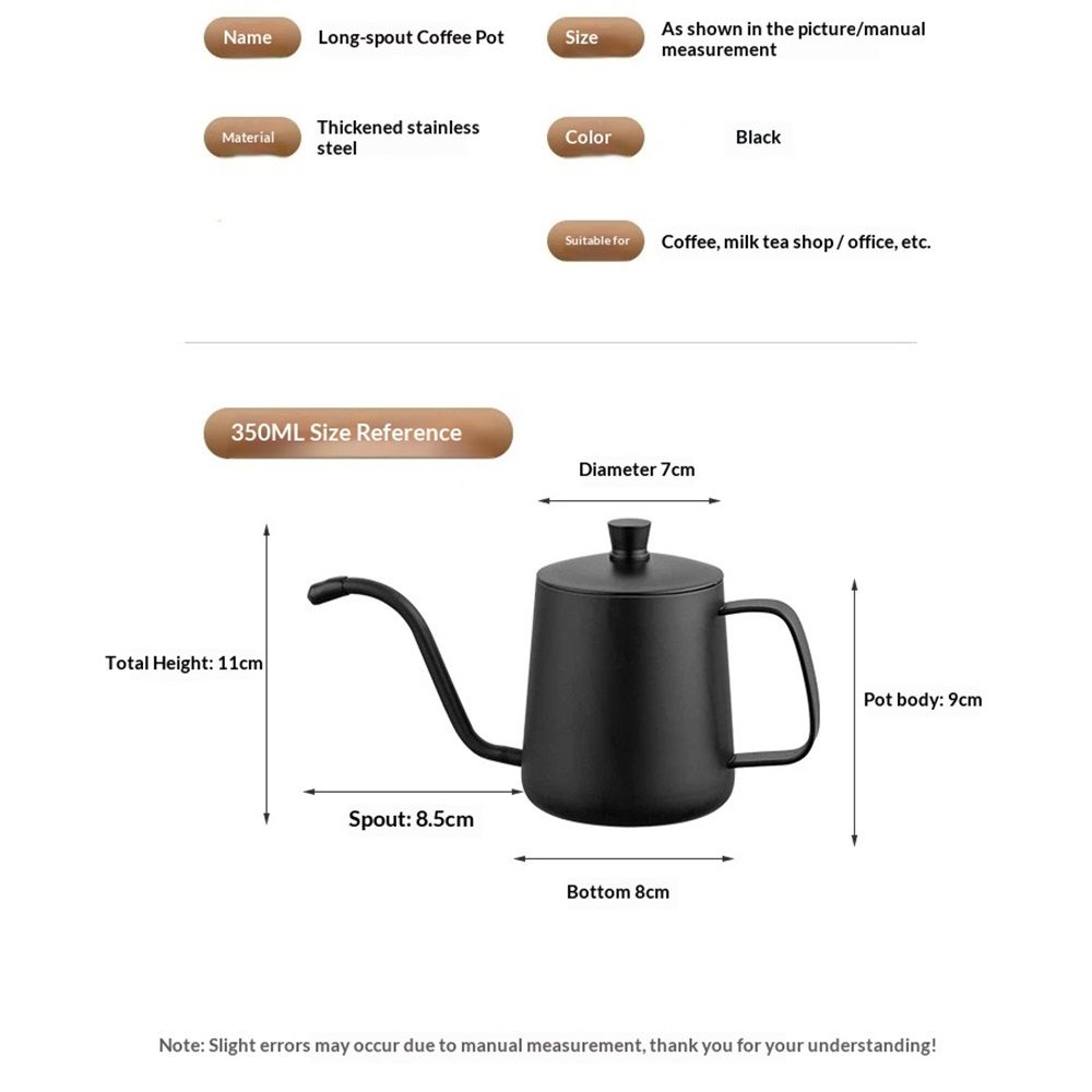 Gooseneck Pour Over Coffee Kettle 12 oz （350ml）Stainless Steel Hand Drip Long Narrow Spout  for Stove Top, black Kemu |Fashion Home Kitchen Beauty