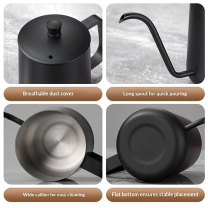 Gooseneck Pour Over Coffee Kettle 12 oz （350ml）Stainless Steel Hand Drip Long Narrow Spout  for Stove Top, black Kemu |Fashion Home Kitchen Beauty