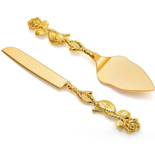 Cake Cutting Set for Wedding, Personalized Gold Cake Knife and Server Set, Custom Cake Serving Set, Engraved Pastry Pie Server Cake Pizza Cutter, Birthday Bridal Gift Kemu |Fashion Home Kitchen Beauty