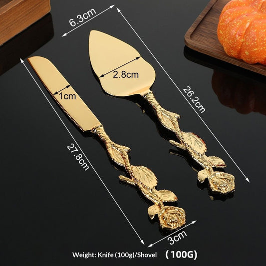 Cake Cutting Set for Wedding, Personalized Gold Cake Knife and Server Set, Custom Cake Serving Set, Engraved Pastry Pie Server Cake Pizza Cutter, Birthday Bridal Gift Kemu |Fashion Home Kitchen Beauty