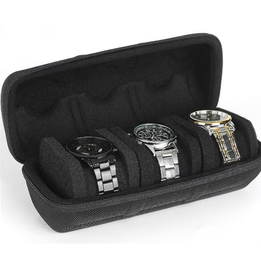 Watch case for travel and storage, hard 3 slots Watch Roll Organizer for Men and Women（does not include a watch）