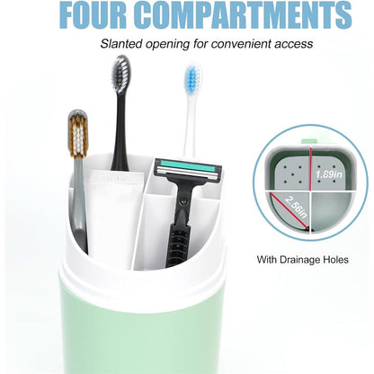 Tall Electric Toothbrush Holder with Cover, Bathroom Caddy Fits Adults Electric Toothbrushes, Toothpaste, Wall Mount or Countertop Organizer with Removable Dividers, 4 Slots (Green,only the box) Kemu |Fashion Home Kitchen Beauty