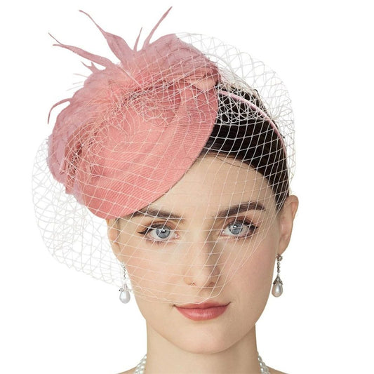 Fascinator Hat Veil Feather Fascinator Tea Party Bridal Wedding Veil Retro Hat Hats for Women（nude pink） Kemu |Fashion Home Kitchen Beauty