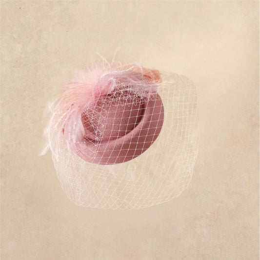 Fascinator Hat Veil Feather Fascinator Tea Party Bridal Wedding Veil Retro Hat Hats for Women（nude pink） Kemu |Fashion Home Kitchen Beauty