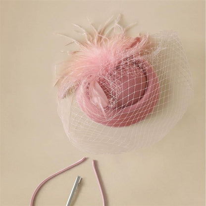 Fascinator Hat Veil Feather Fascinator Tea Party Bridal Wedding Veil Retro Hat Hats for Women（nude pink） Kemu |Fashion Home Kitchen Beauty
