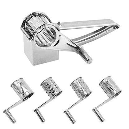 Rotary Cheese Grater Stainless Steel Handheld Rotary Parmesan Grater Cheese Cutter Slicer Shredder with 4 Stainless Drum for Grating Hard Chocolate Nuts Kitchen Tool Kemu |Fashion Home Kitchen Beauty