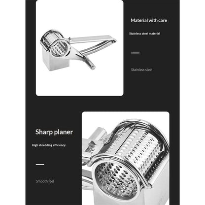 Rotary Cheese Grater Stainless Steel Handheld Rotary Parmesan Grater Cheese Cutter Slicer Shredder with 4 Stainless Drum for Grating Hard Chocolate Nuts Kitchen Tool Kemu |Fashion Home Kitchen Beauty