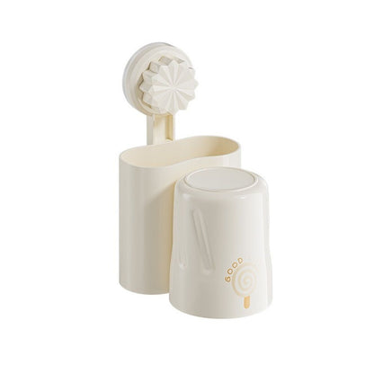 Wall-Mounted Toothbrush and Toothpaste Holder - Self-Draining Design, Easy Installation, Space-Saving, milky white (Single - One Normal Cup) Kemu |Fashion Home Kitchen Beauty