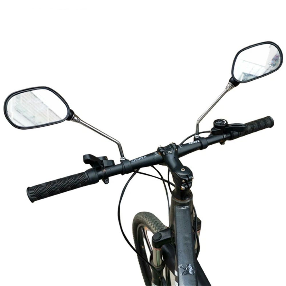 Bike Handlebar Rearview Mirror 2 Pack - Rotatable and Adjustable Wide Angle HD Safe Glass Rear View Shockproof Side Flat Mirror Universal For Bike Bicycle E-bike
