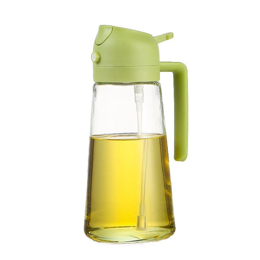 2 in 1 Glass Oil Sprayer & Dispenser, Premium Olive Oil Dispenser Bottle for Kitchen, Food-grade Oil Spray Bottle for Cooking, Air Fryer, Frying, BBQ (Green-470ml) Kemu |Fashion Home Kitchen Beauty